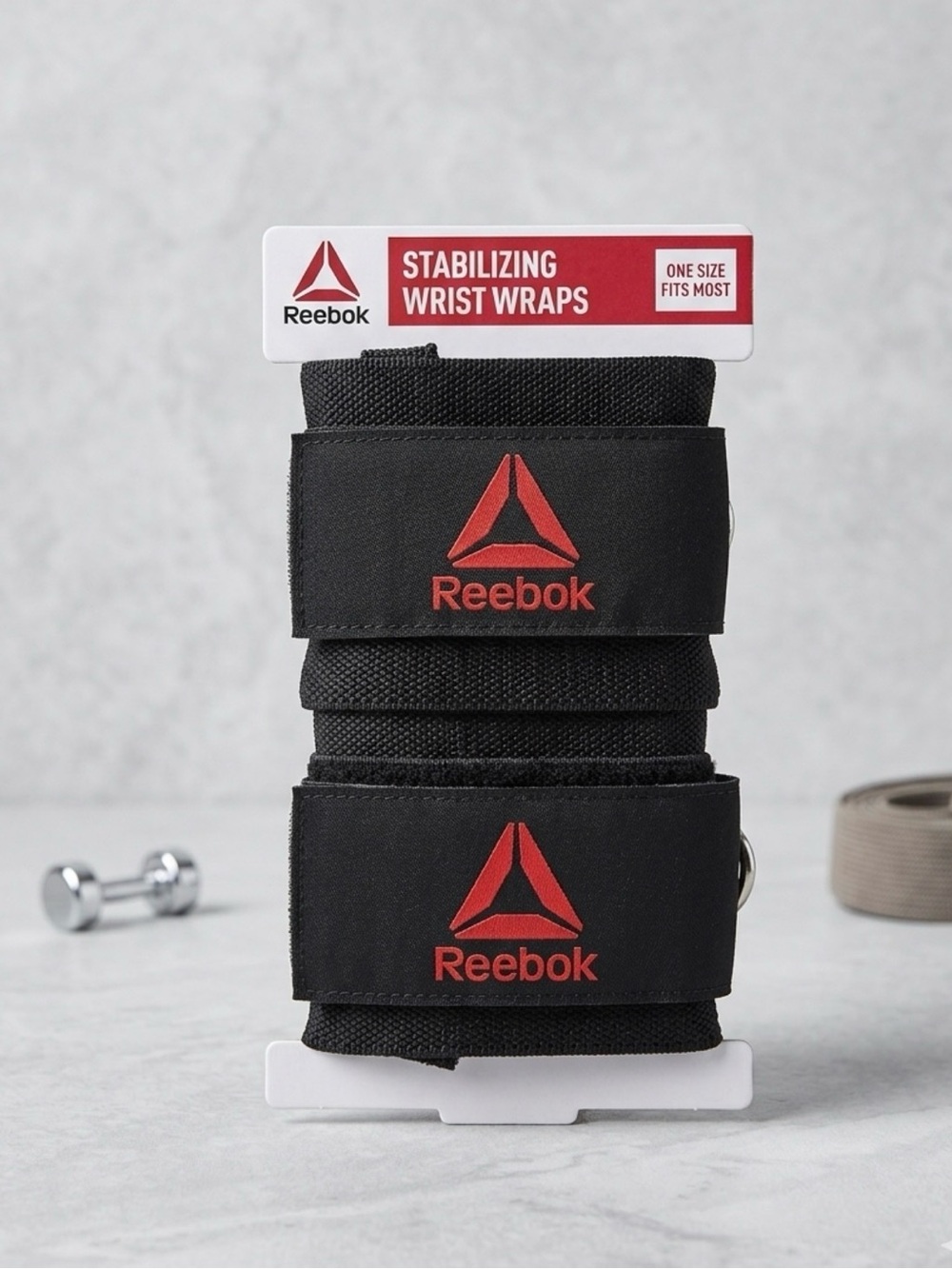 Reebok Black Wrist Wraps with Red Logo - Stabilizing Support